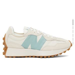 New Balance White & Blue 327 V1 Low Sneakers